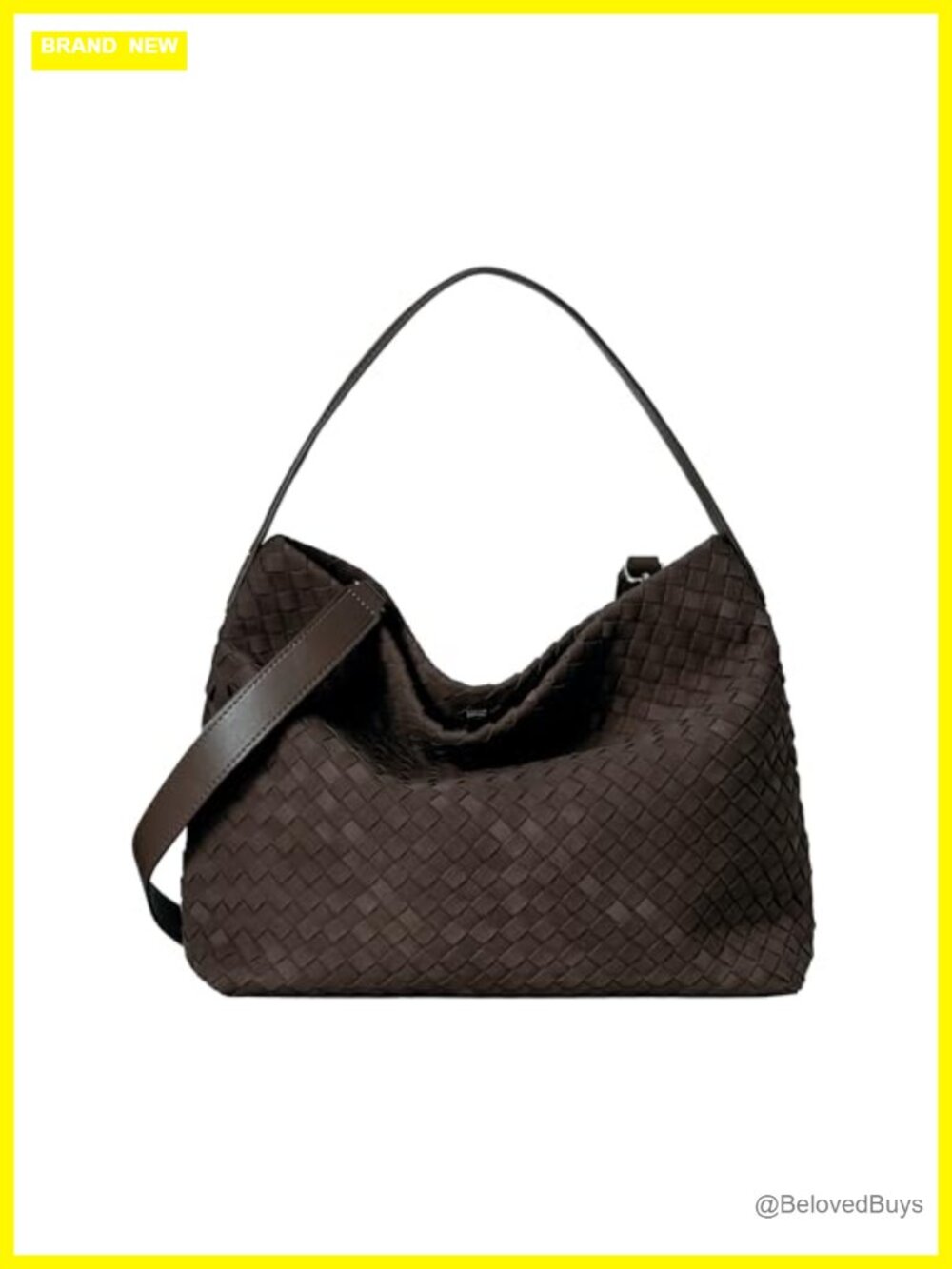 Woven Faux Suede Shoulder Bag Hobo Tote Women's